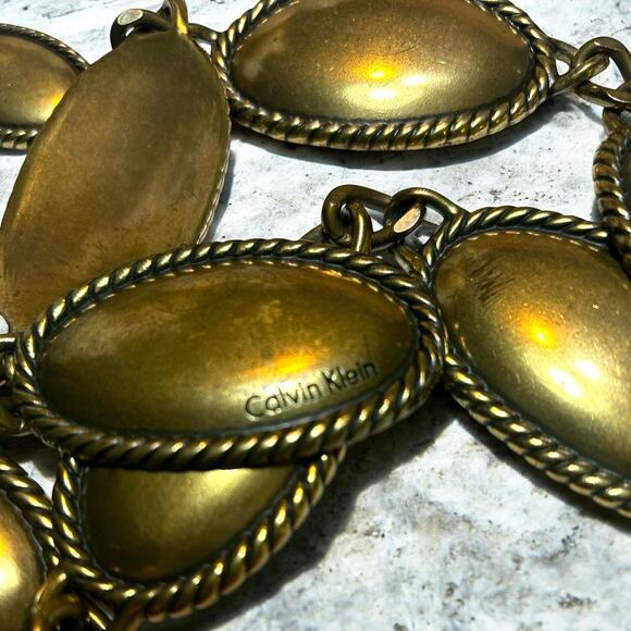 Vintage Calvin Klein Solid Brass Concho Belt- Signed-1970’s Boho-Rare main image 6